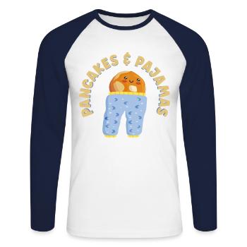 Pancake Lover Kids Pancakes & - Unisex Long Sleeve Baseball T-Shirt - white/navy - Front - Nik (191cm)