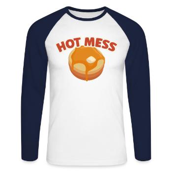 Pancake Lover Kids Chaud Mess - T-shirt baseball manches longues Homme - blanc/marine - Devant - Nik (191cm)