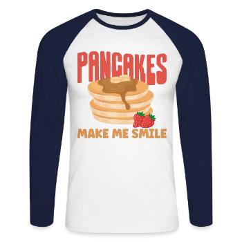 Pancake Lover Kids Pancakes Make - Unisex Long Sleeve Baseball T-Shirt - white/navy - Front - Nik (191cm)