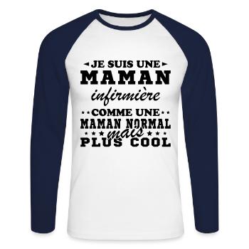 Ich bin eine Krankenschwester - Unisex Baseballshirt langarm - Weiß/Navy - Vorne - Nik (191cm)