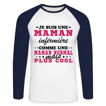 Ich bin eine Krankenschwester - Unisex Baseballshirt langarm - Weiß/Navy - Vorne - Nik (191cm)