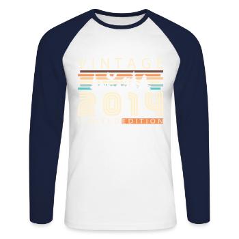 2014 Vintage Retro Geburtstagsgeschenk - Unisex Baseballshirt langarm - Weiß/Navy - Vorne - Nik (191cm)