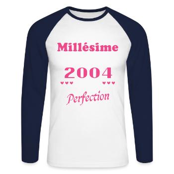 Woman Vintage 2004 Birthday Gift Humor - Unisex Long Sleeve Baseball T-Shirt - white/navy - Front - Nik (191cm)