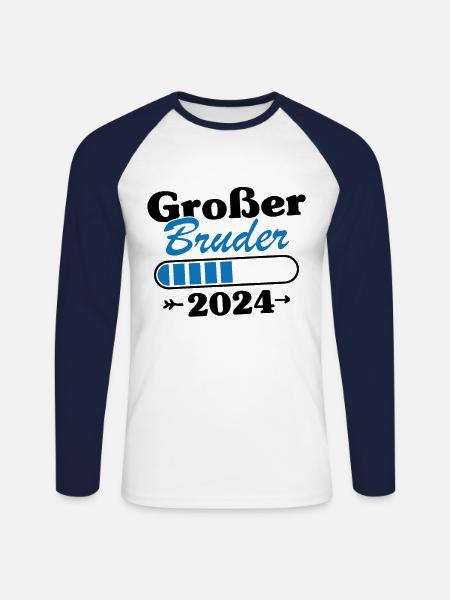 Big Brother Loading 2024 - Unisex Long Sleeve Baseball T-Shirt - white/navy