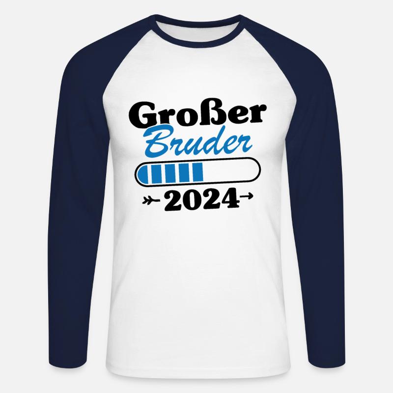 Großer Bruder Loading 2024 - Unisex Baseballshirt langarm - Weiß/Navy