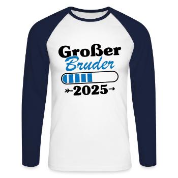 Großer Bruder Loading 2025 - Unisex Baseballshirt langarm - Weiß/Navy - Vorne - Nik (191cm)