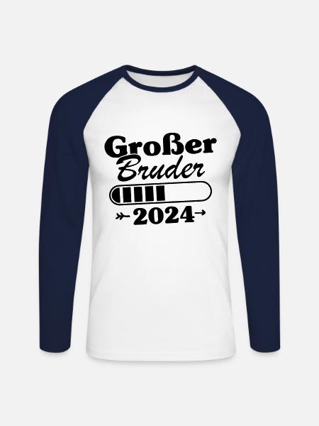 Großer Bruder Loading 2024 - Unisex Baseballshirt langarm - Weiß/Navy