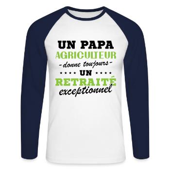 A Farmer Dad Gives an Exceptional Retiree - Unisex Long Sleeve Baseball T-Shirt - white/navy - Front - Nik (191cm)