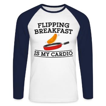 Pancake Lover Kids Flipping - Unisex Long Sleeve Baseball T-Shirt - white/navy - Front - Nik (191cm)