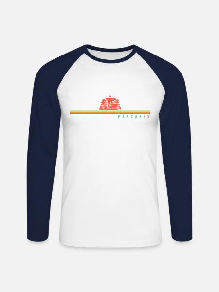 Pancake Lover Kids Pancakes - Unisex Long Sleeve Baseball T-Shirt - white/navy
