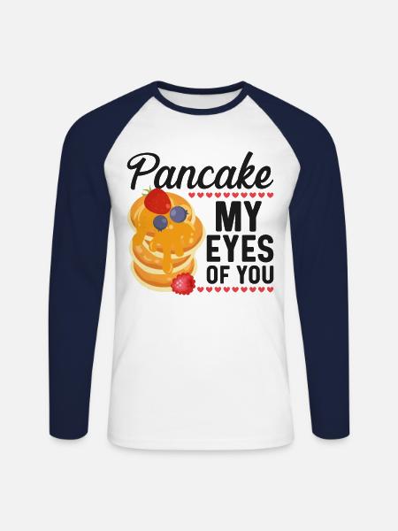 Pancake Lover Kids Valentines Day - Unisex Long Sleeve Baseball T-Shirt - white/navy