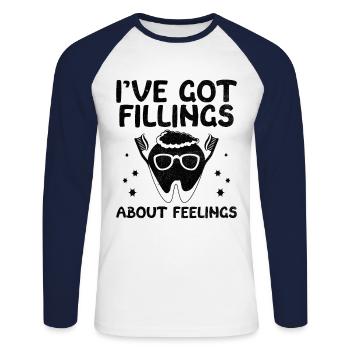 J’ai des obturations sur la dentisterie dentaire Feelings - T-shirt baseball manches longues Homme - blanc/marine - Devant - Nik (191cm)