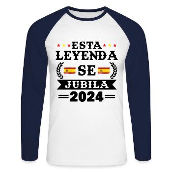 This legend retires 2024 - Unisex Long Sleeve Baseball T-Shirt - white/navy - Front - Nik (191cm)