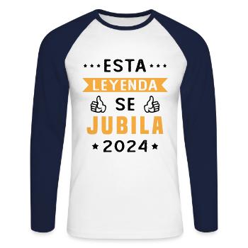 This legend retires 2024 - Unisex Long Sleeve Baseball T-Shirt - white/navy - Front - Nik (191cm)