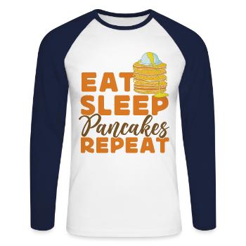Les enfants amoureux des crêpes mangent le sommeil - T-shirt baseball manches longues Homme - blanc/marine - Devant - Nik (191cm)