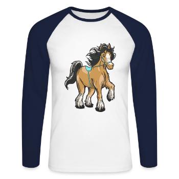 Horse Riding Rider Rider Child Pony - Unisex Long Sleeve Baseball T-Shirt - white/navy - Front - Nik (191cm)