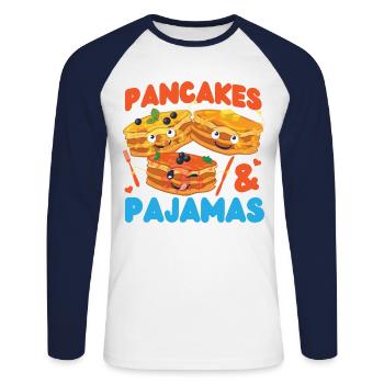 Pancake Lover Kids Pancakes & - Unisex Long Sleeve Baseball T-Shirt - white/navy - Front - Nik (191cm)