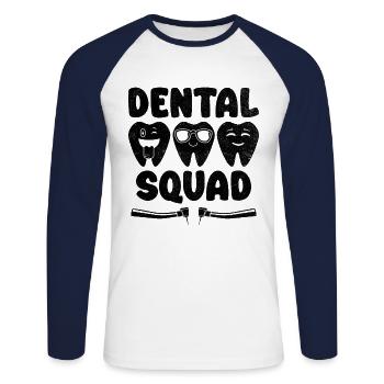 Dentiste Dentiste Dentiste - T-shirt baseball manches longues Homme - blanc/marine - Devant - Nik (191cm)