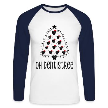 Oh Dentistree Weihnachten Zahnheilkunde Zahnärzte - Unisex Baseballshirt langarm - Weiß/Navy - Vorne - Nik (191cm)