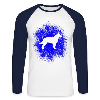 Schäferhund – Treuer Begleiter - Unisex Baseballshirt langarm - Weiß/Navy - Vorne - Nik (191cm)