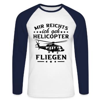 I've had enough, I'm going helicopter - Unisex Long Sleeve Baseball T-Shirt - white/navy - Front - Nik (191cm)