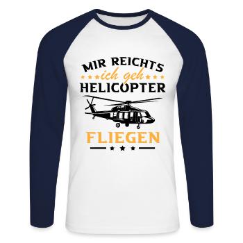I've had enough, I'm going helicopter - Unisex Long Sleeve Baseball T-Shirt - white/navy - Front - Nik (191cm)