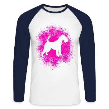 Drahthaar-Foxterrier für Hundeliebhaber - Unisex Baseballshirt langarm - Weiß/Navy - Vorne - Nik (191cm)