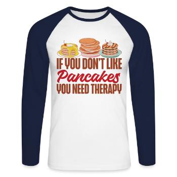 Les enfants amateurs de crêpes si vous ne le faites pas - T-shirt baseball manches longues Homme - blanc/marine - Devant - Nik (191cm)