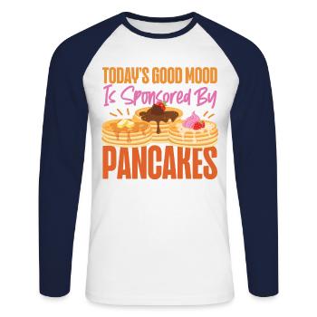 Pancake Lover Kids Today's Good - Unisex Baseballshirt langarm - Weiß/Navy - Vorne - Nik (191cm)