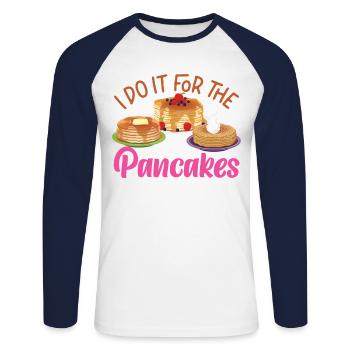 Les enfants amateurs de crêpes, je le fais pour le - T-shirt baseball manches longues Homme - blanc/marine - Devant - Nik (191cm)