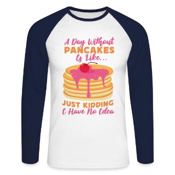 Amoureux des crêpes Les enfants Une journée sans - T-shirt baseball manches longues Homme - blanc/marine - Devant - Nik (191cm)