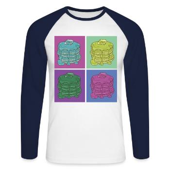 Pancake Lover Kids Retro Vintage - Unisex Baseballshirt langarm - Weiß/Navy - Vorne - Nik (191cm)