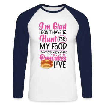 Pancake Lover Kids I'm Glad I - Unisex Long Sleeve Baseball T-Shirt - white/navy - Front - Nik (191cm)