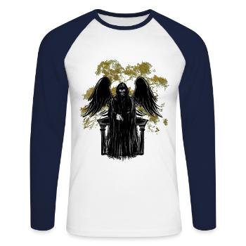 Mort Monstre Horreur Satan Démon Mort Halloween - T-shirt baseball manches longues Homme - blanc/marine - Devant - Nik (191cm)