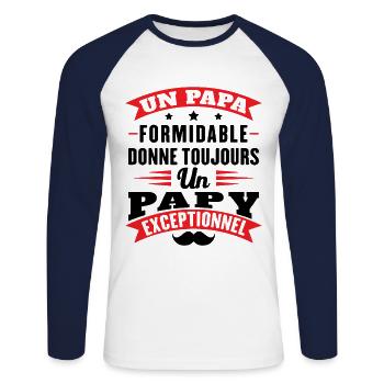 Terrific Dad Always Gives Grandpa Exceptional - Unisex Long Sleeve Baseball T-Shirt - white/navy - Front - Nik (191cm)