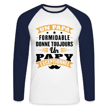 Terrific Dad Always Gives Grandpa Exceptional - Unisex Long Sleeve Baseball T-Shirt - white/navy - Front - Nik (191cm)