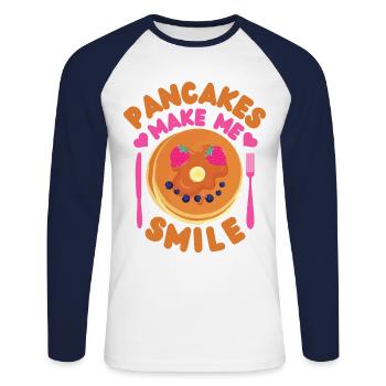 Pancake Lover Kids Pancakes Make - Unisex Long Sleeve Baseball T-Shirt - white/navy - Front - Nik (191cm)