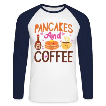 Pancake Lover Kids Pancakes And - Unisex Long Sleeve Baseball T-Shirt - white/navy - Front - Nik (191cm)