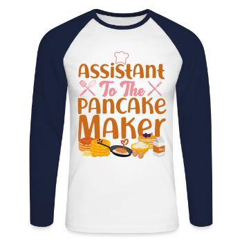 Pancake Lover Kids Assistant To - Unisex Baseballshirt langarm - Weiß/Navy - Vorne - Nik (191cm)
