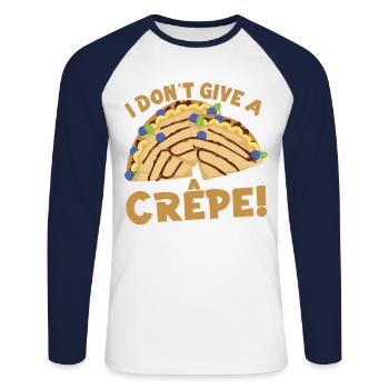 Pancake Lover Kids Pun I Don't - Unisex Long Sleeve Baseball T-Shirt - white/navy - Front - Nik (191cm)
