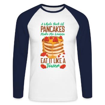 Pancake Lover Kids A Whole Stack - Unisex Baseballshirt langarm - Weiß/Navy - Vorne - Nik (191cm)