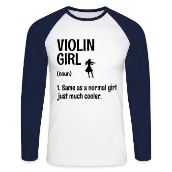 Violin Girl Same As A Normal Girl Juste Beaucoup Plus Cool - T-shirt baseball manches longues Homme - blanc/marine - Devant - Nik (191cm)