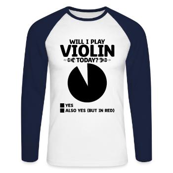 Vais-je jouer du violon aujourd’hui Violoniste violoniste Violini - T-shirt baseball manches longues Homme - blanc/marine - Devant - Nik (191cm)
