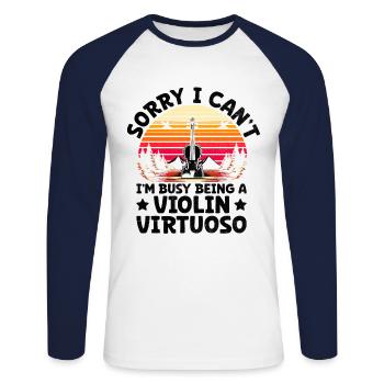 Désolé, je ne peux pas, je suis occupé à être un virtuose du violon Vio - T-shirt baseball manches longues Homme - blanc/marine - Devant - Nik (191cm)
