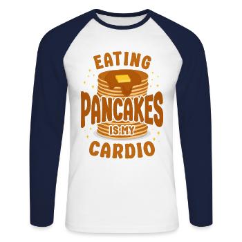 Amateur de crêpes Les enfants mangent des crêpes - T-shirt baseball manches longues Homme - blanc/marine - Devant - Nik (191cm)
