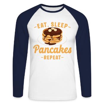 Les enfants amoureux des crêpes mangent le sommeil - T-shirt baseball manches longues Homme - blanc/marine - Devant - Nik (191cm)