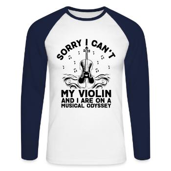 Tut mir leid, dass ich meine Geige nicht kann und ich bin auf einer Musical-Ody - Unisex Baseballshirt langarm - Weiß/Navy - Vorne - Nik (191cm)
