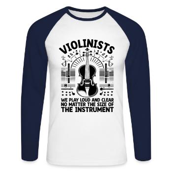 Violonistes Nous Jouons Lound Et Clair Peu Importe Le S - T-shirt baseball manches longues Homme - blanc/marine - Devant - Nik (191cm)