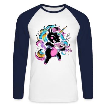 Unicorn Violin Instrument Violinist Fiddler Violin - Unisex Long Sleeve Baseball T-Shirt - white/navy - Front - Nik (191cm)