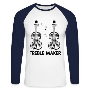 Treble Maker Violin Instrument Violinist Fiddler V - Unisex Long Sleeve Baseball T-Shirt - white/navy - Front - Nik (191cm)